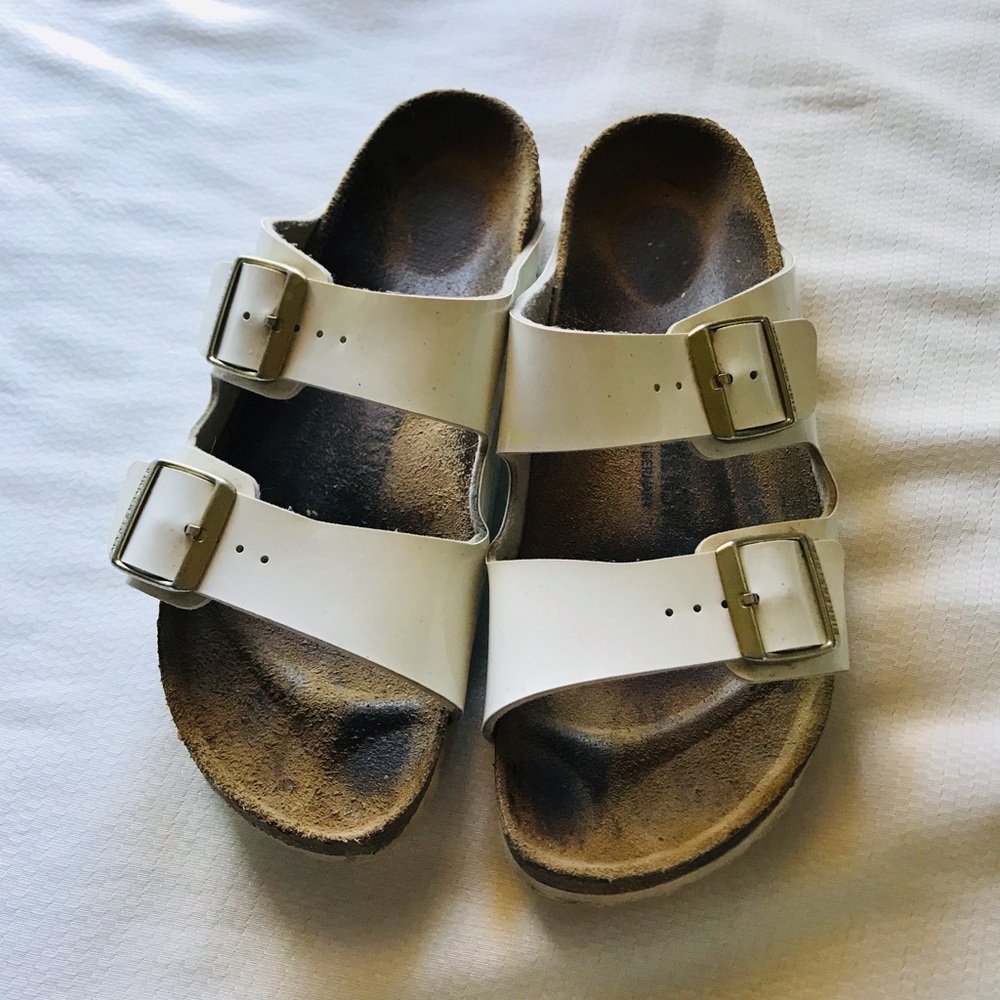 Birkenstock White Double Strap Sandals - Picture 2 of 9